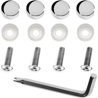 Caps Fastener Security Bracket Mount Kit- Stainless Steel Screws Bolts ZXFOOG Silicone License Plate Frame-Black Car Tag Holder Cover with Anti Theft License Plate Screws for Front or Rear 